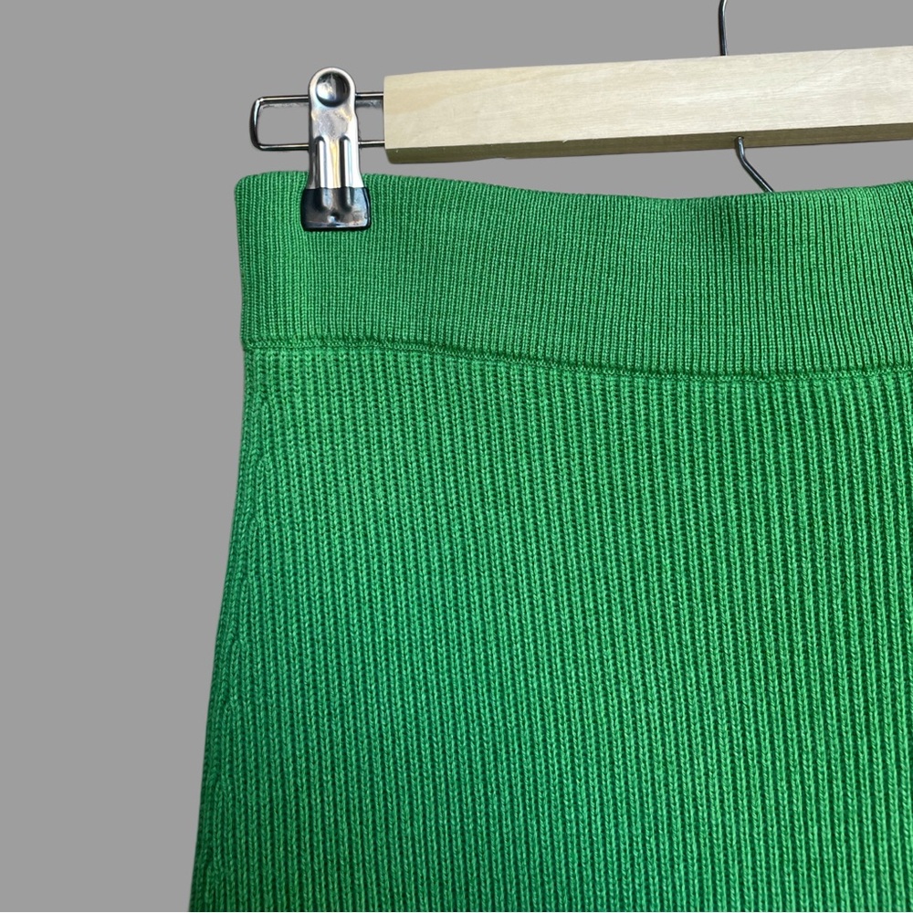 SEZANE Green Ribbed Knit Wool & Organic Cotton Naelle Pull On Midi Skirt S - Picture 10 of 16